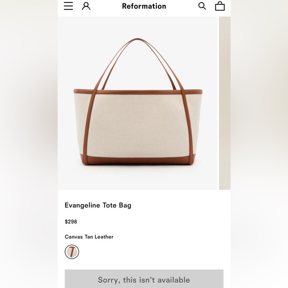 NEW • Evangeline tote bag from Reformation - canvas tan leather - Picture 2 of 13